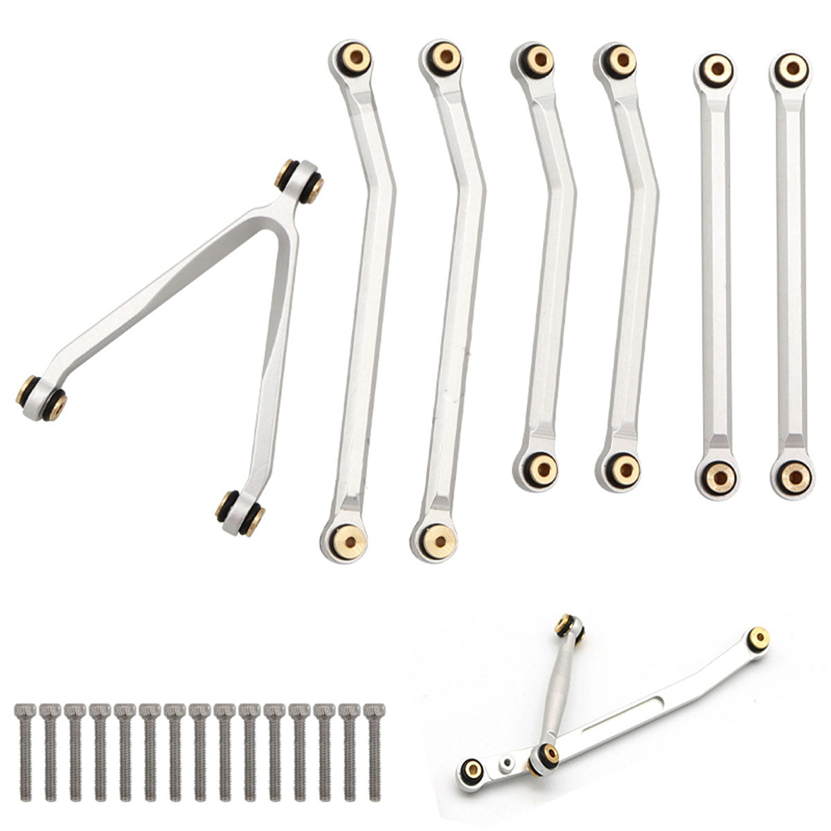 Powerhobby Aluminum High Clearance Chassis Links Set 133.7mm SCX24 Silver