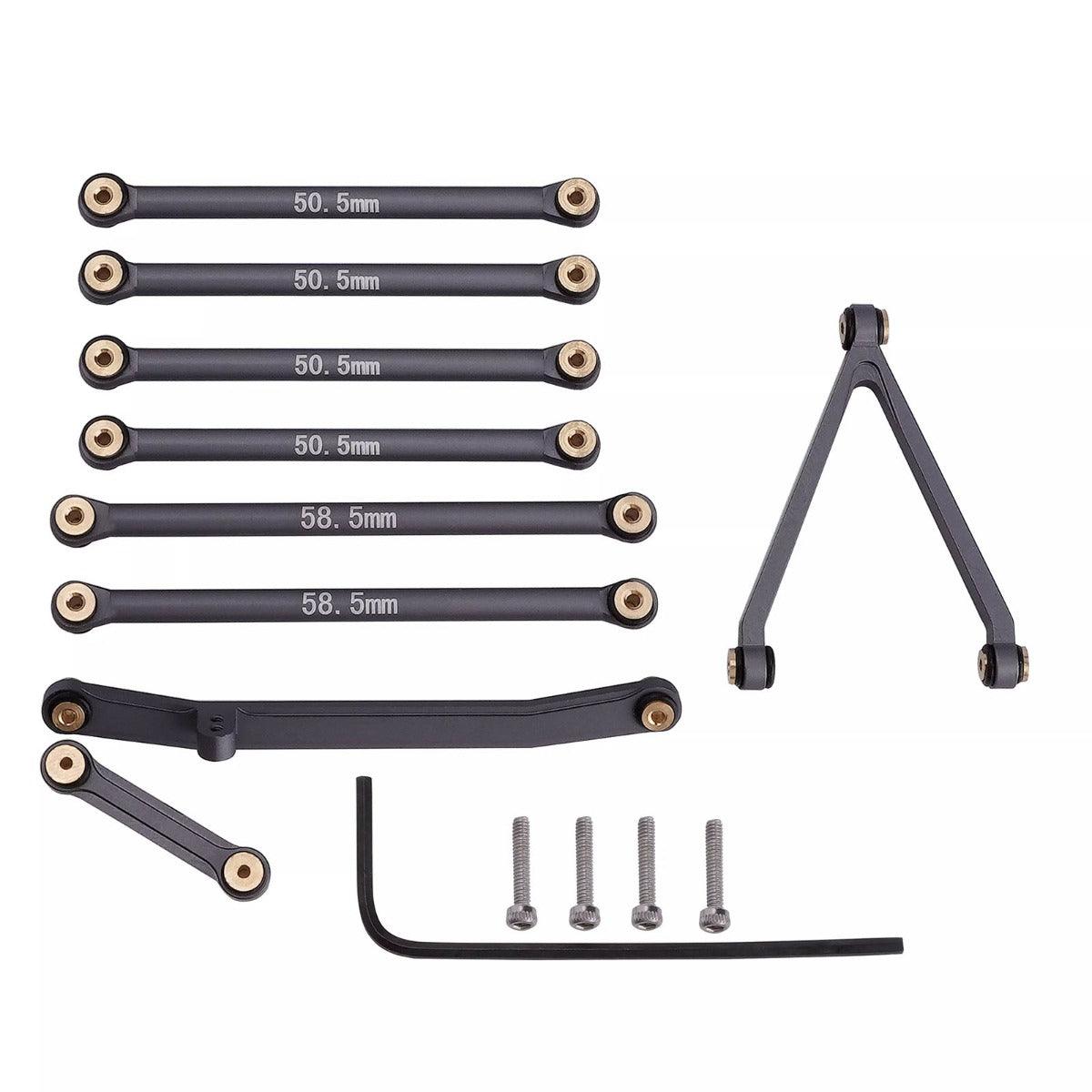 Powerhobby Aluminum Suspension Links Steering Rod Tie Set SCX24 C10 Jeep Gray