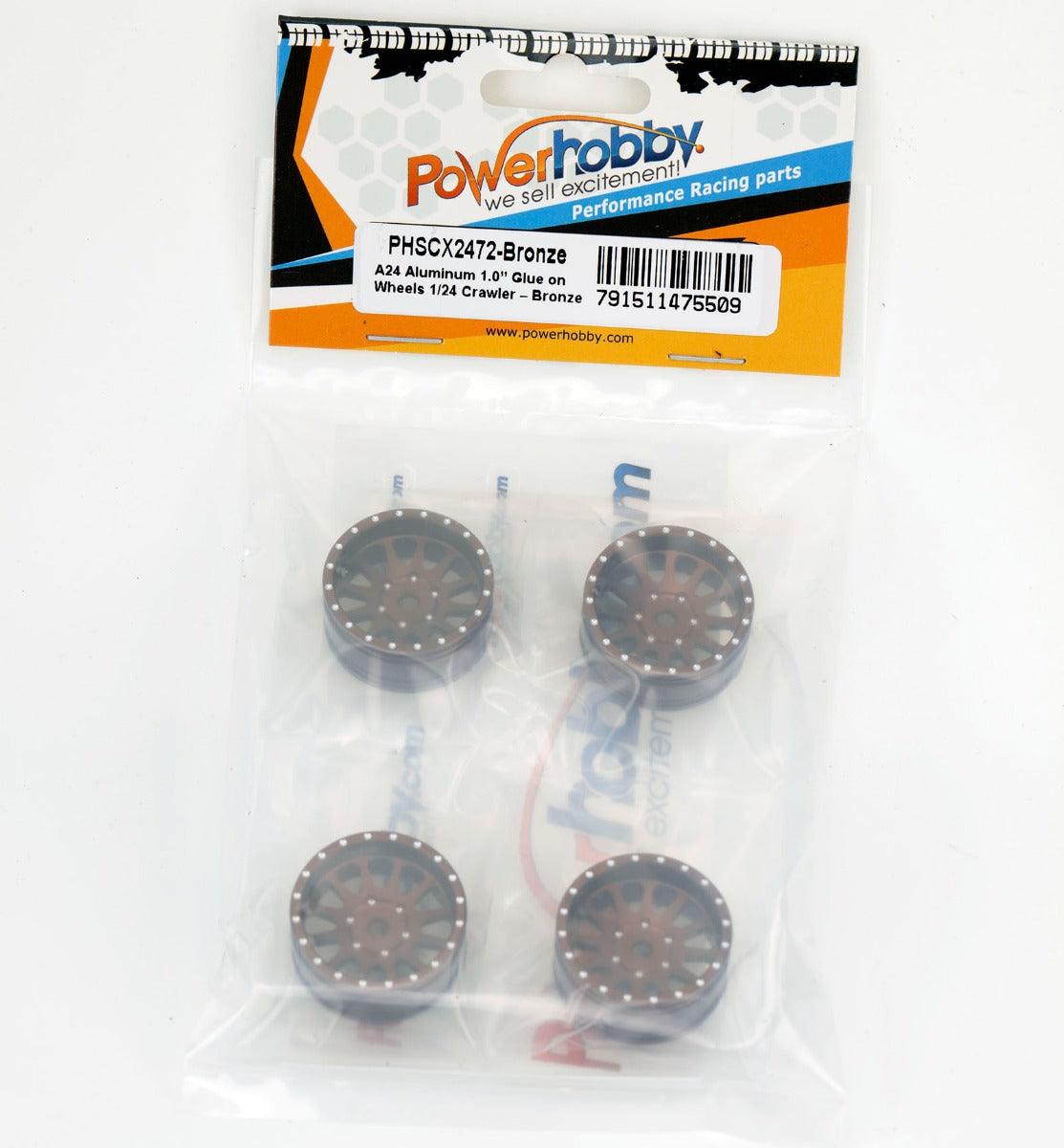 Powerhobby A24 Aluminum 1.0” Rock Crawler Wheels Axial SCX24 - Bronze
