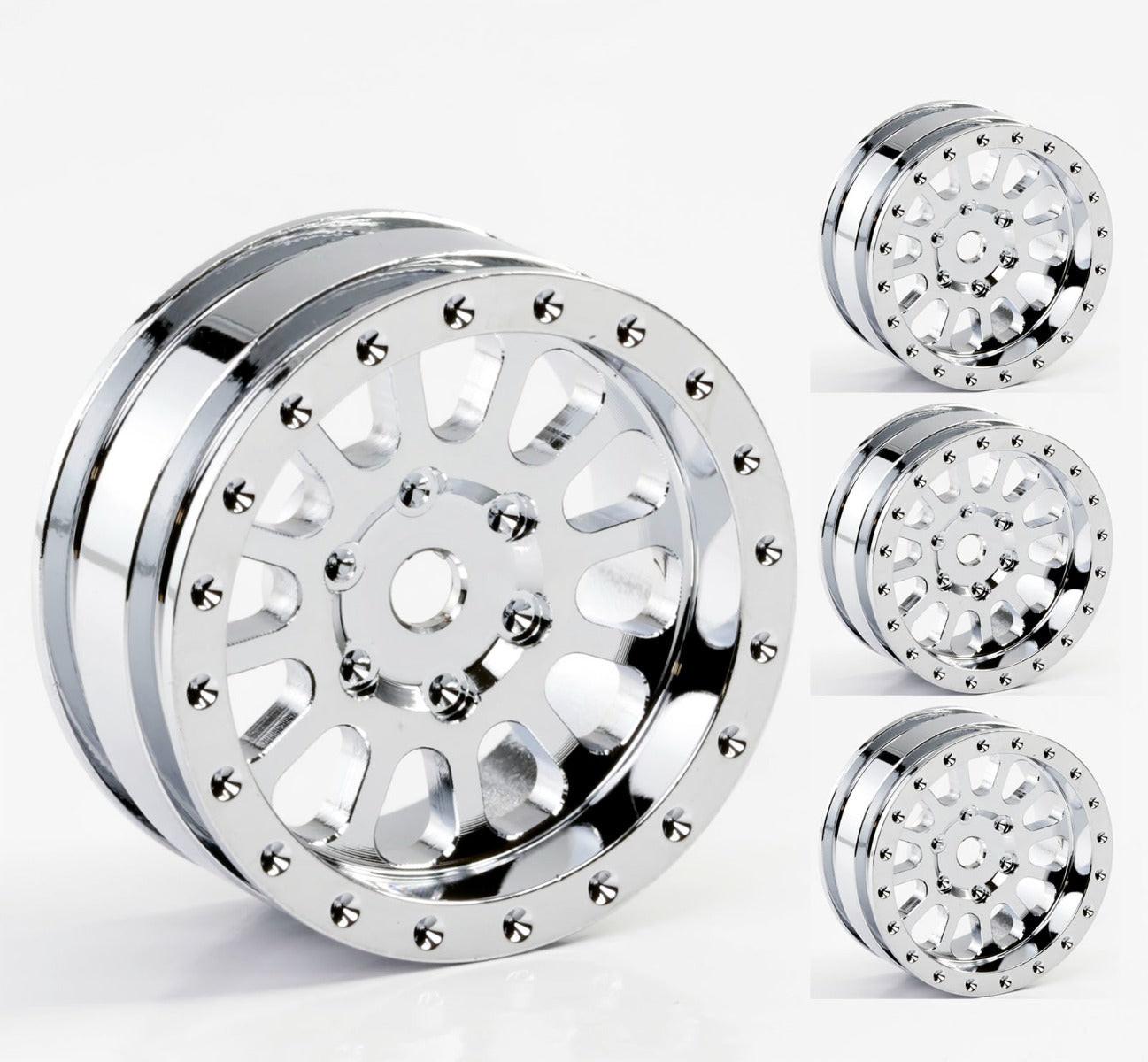 Powerhobby A24 Aluminum 1.0” Rock Crawler Wheels Axial SCX24 Chrome