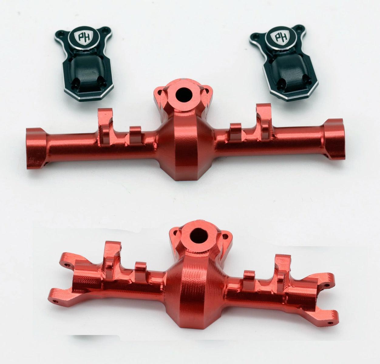 Powerhobby Axial SCX24 Jeep Deadbolt C10 Aluminum Front Rear Axle Housing Red