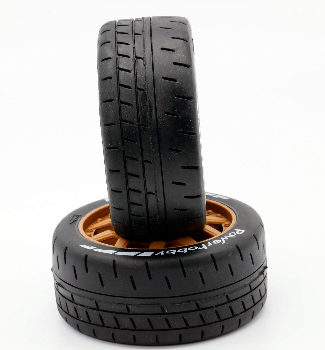 Powerhobby 1/8 GT Beast Belted Mounted Tires 17mm SOFT Brown Wheels