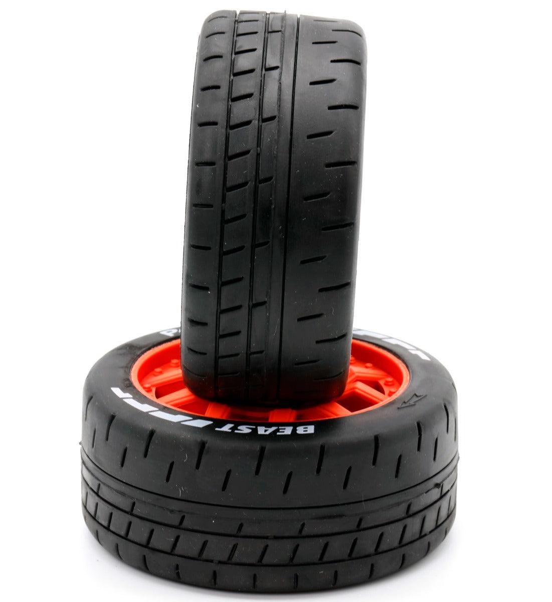 Powerhobby 1/8 GT Beast Belted Mounted Tires 17mm Soft Orange Wheels