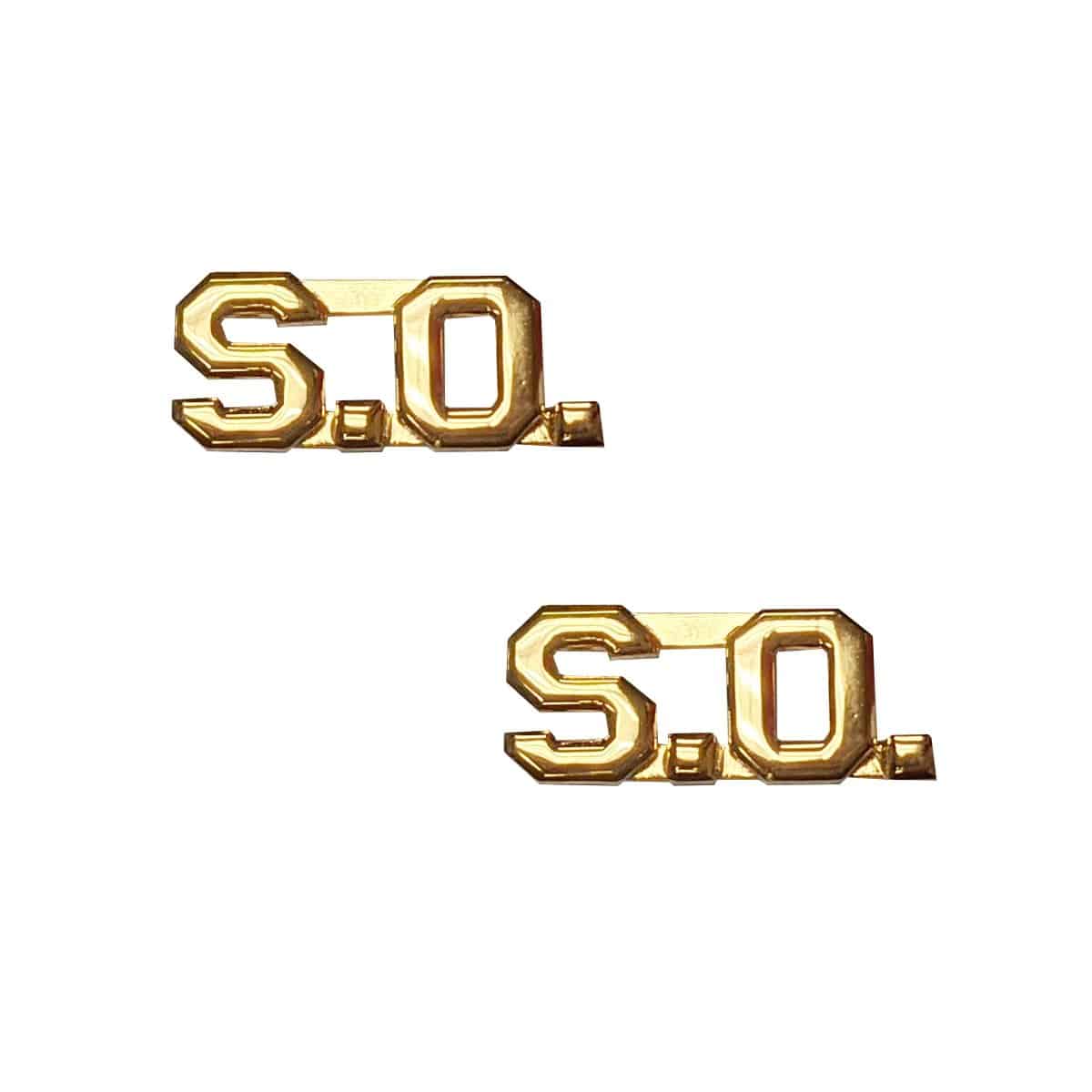 Police SO Letters Pin 3/8" Sta-Brite Gold Pair