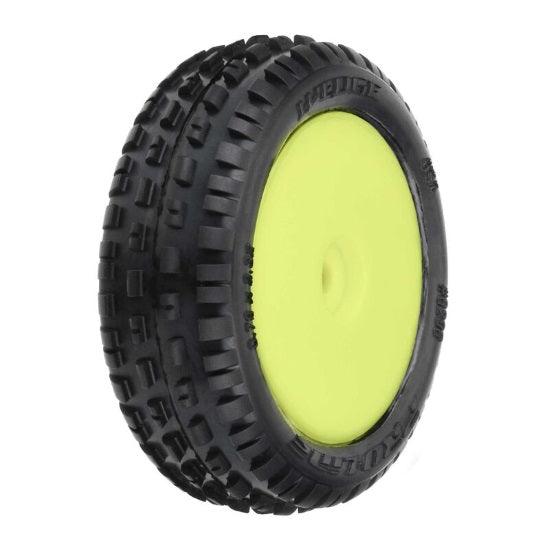 Pro-Line 8298-12 1/18 Wedge Front Carpet Mini-B Tires Mounted 8mm Yellow Wheels (2)