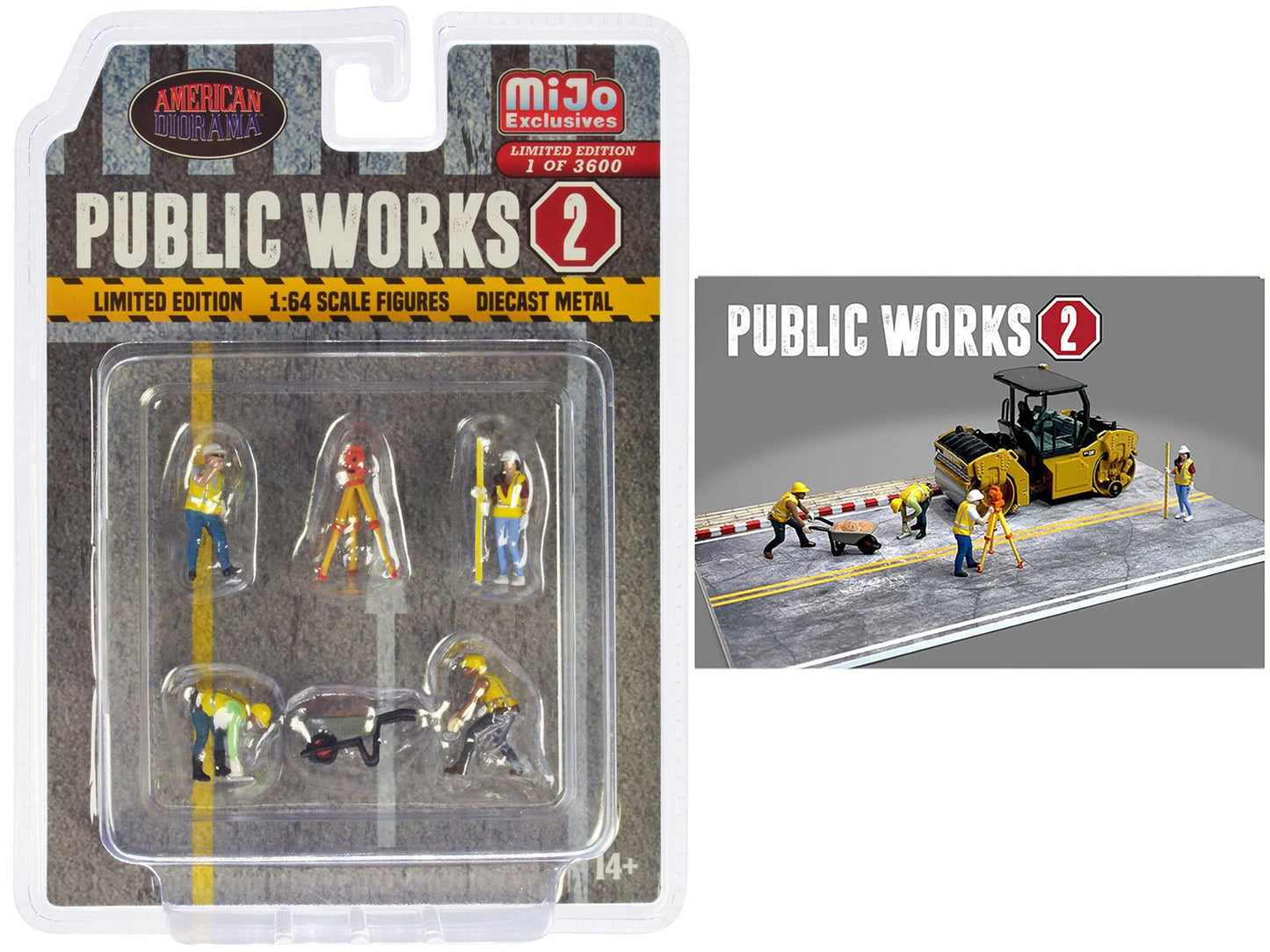 "Public Works 2" 6 piece Diecast Figure Set (4 Figures 1 camera 1 wheelbarrow) Limited Edition to 3600 pieces Worldwide for 1/64 scale models by American Diorama free shipping USA