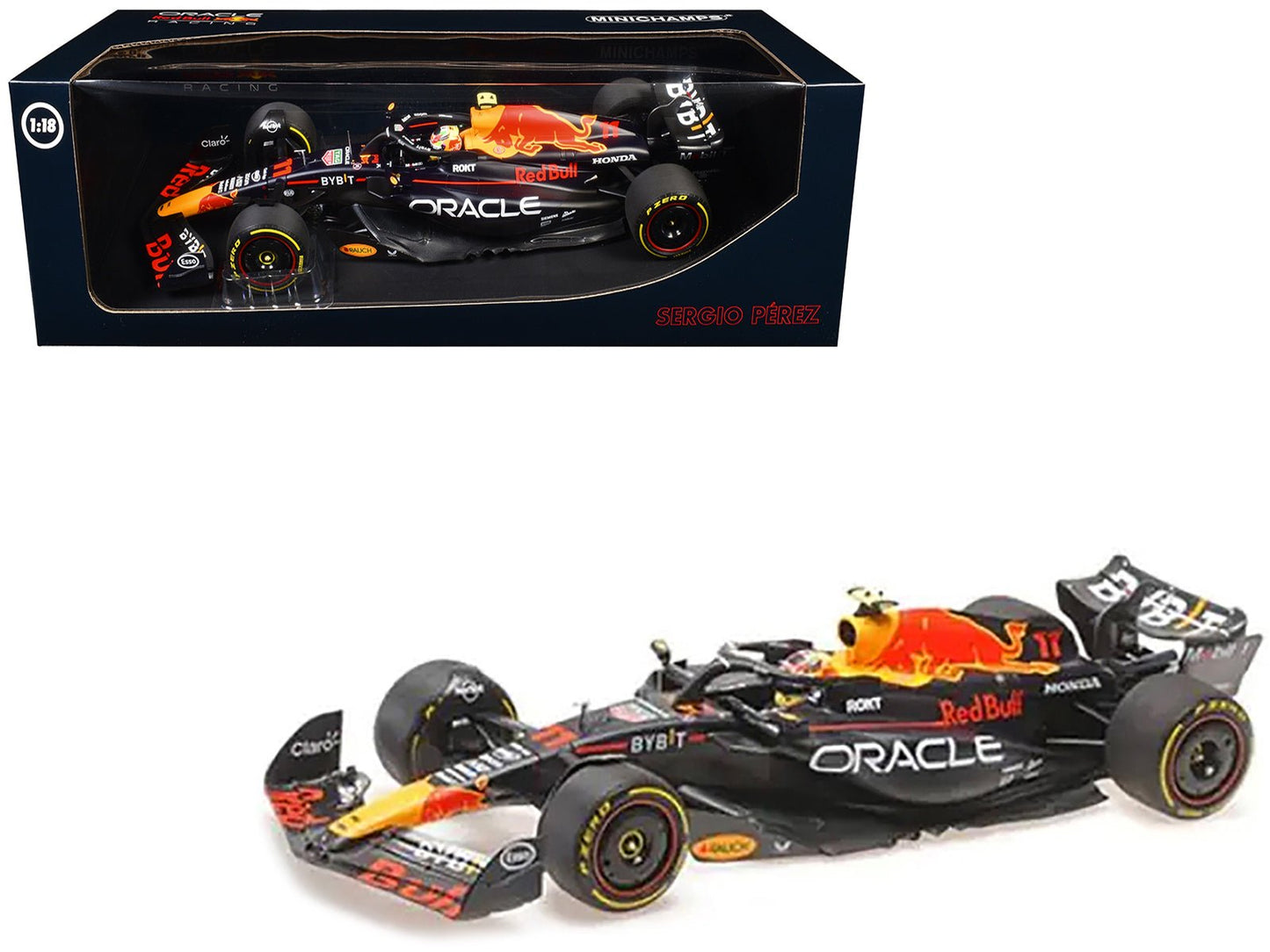 Red Bull Racing RB19 #11 Sergio Perez "Oracle" 2nd Place F1 Formula One "Italian GP" (2023) with Driver Limited Edition to 108 pieces Worldwide 1/18 Diecast Model Car by Minichamps free shipping USA