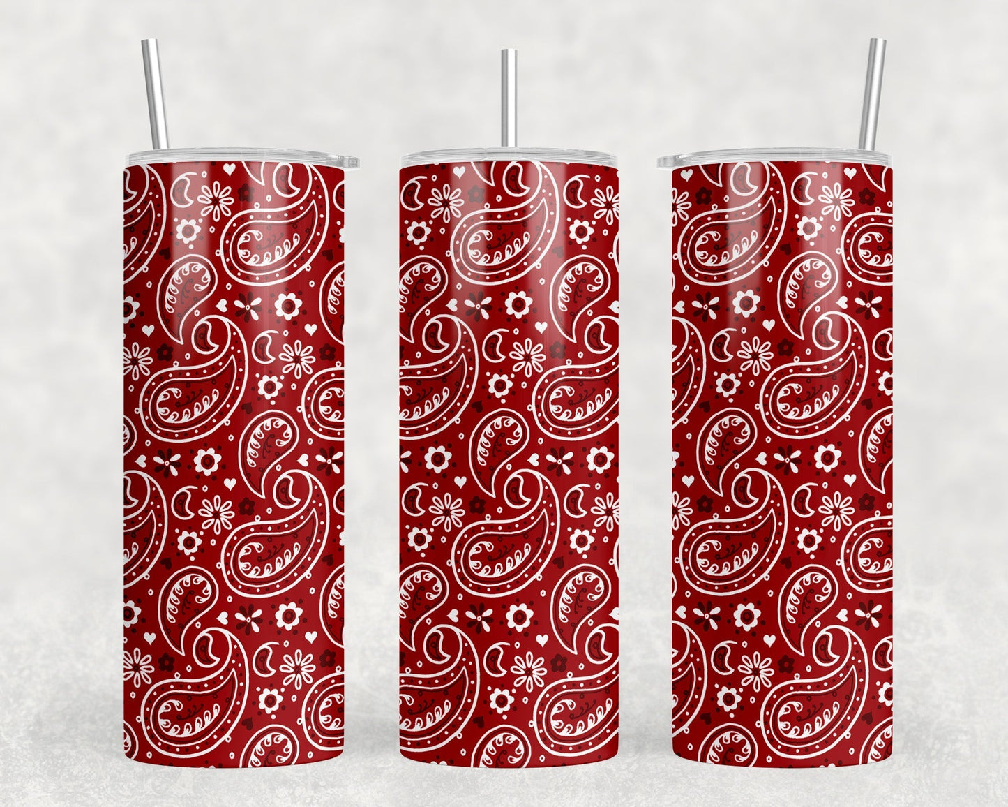Red Paisley - 20 oz Steel Skinny Tumbler - Optional Blue Tooth Speaker - Speaker Color will Vary by Rowdy Ridge Co