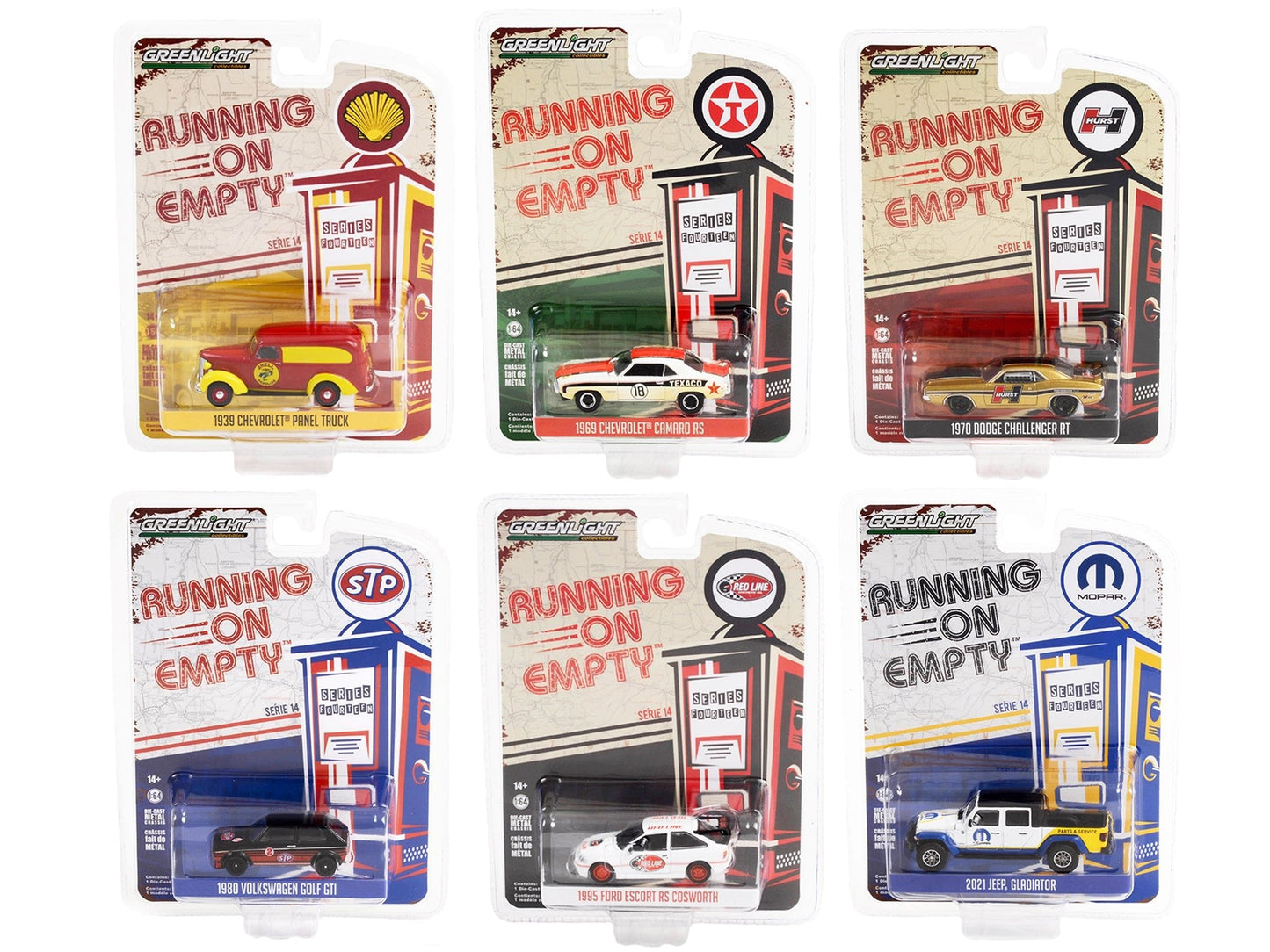 "Running on Empty" 6 piece Set Series 14 1/64 Diecast Model Cars by Greenlight free shipping USA