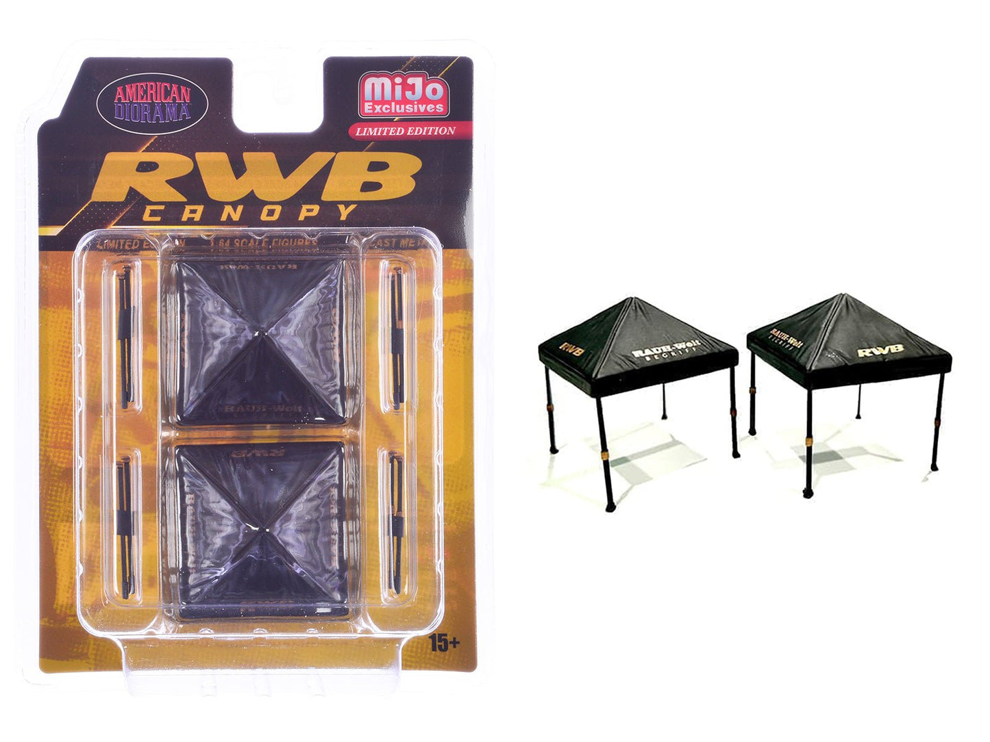 "RWB (RAUH-Welt BEGRIFF)" Canopy 2 Piece Set Black Limited Edition for 1/64 Scale Models by American Diorama free shipping USA