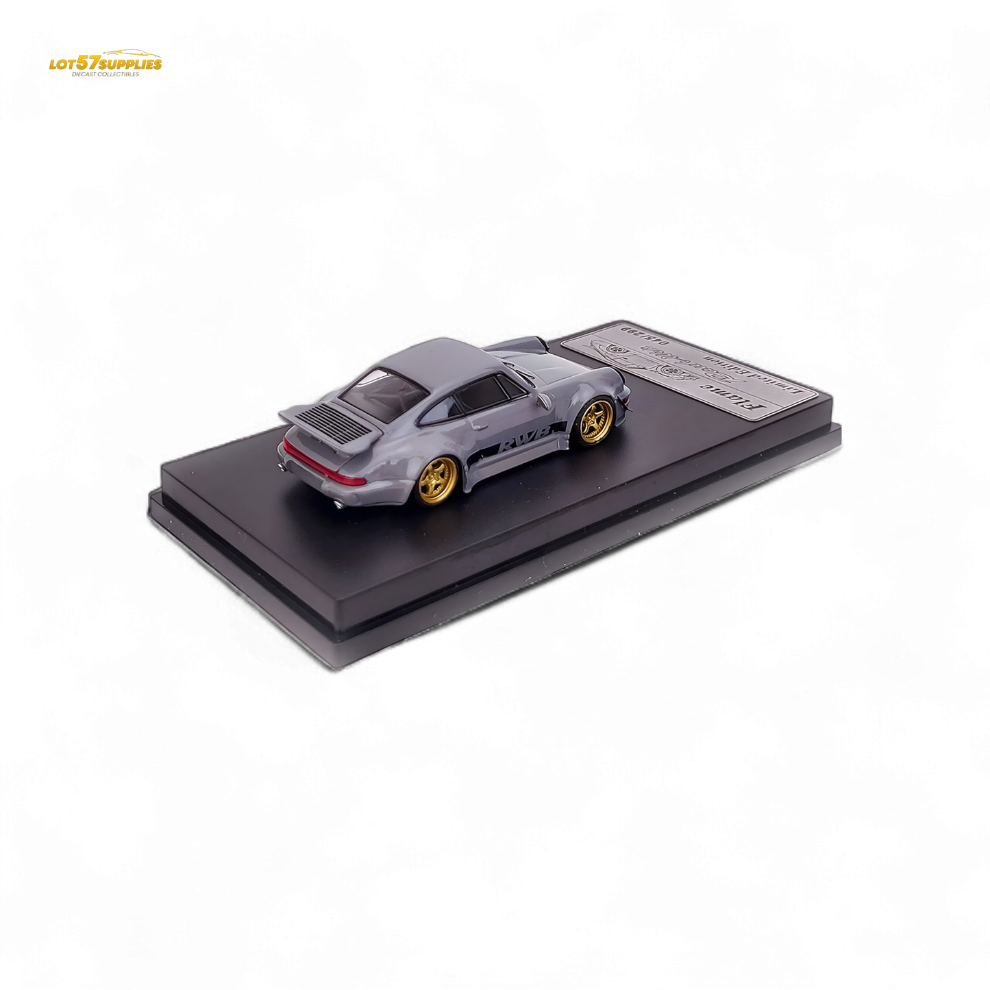 Flame Porsche 964 RWB Whale Tale in Cement Gray 1:64