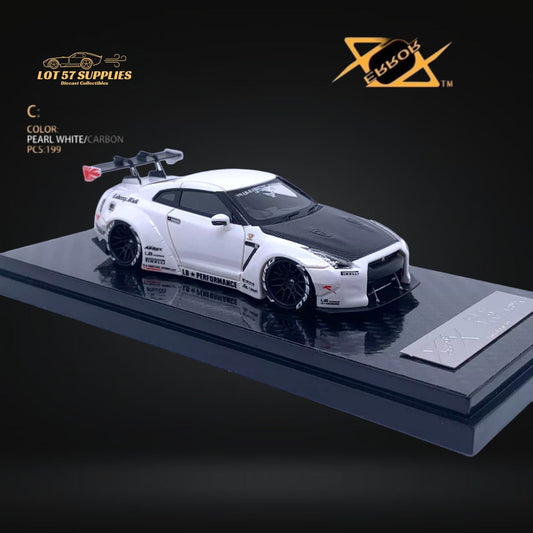 404ERROR LB-Works Skyline GT-R R35 Pearl White Carbon Hood 1:64