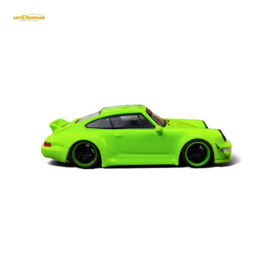 Flame Porsche 964 RWB Ducktail Fluorescent Green 1:64