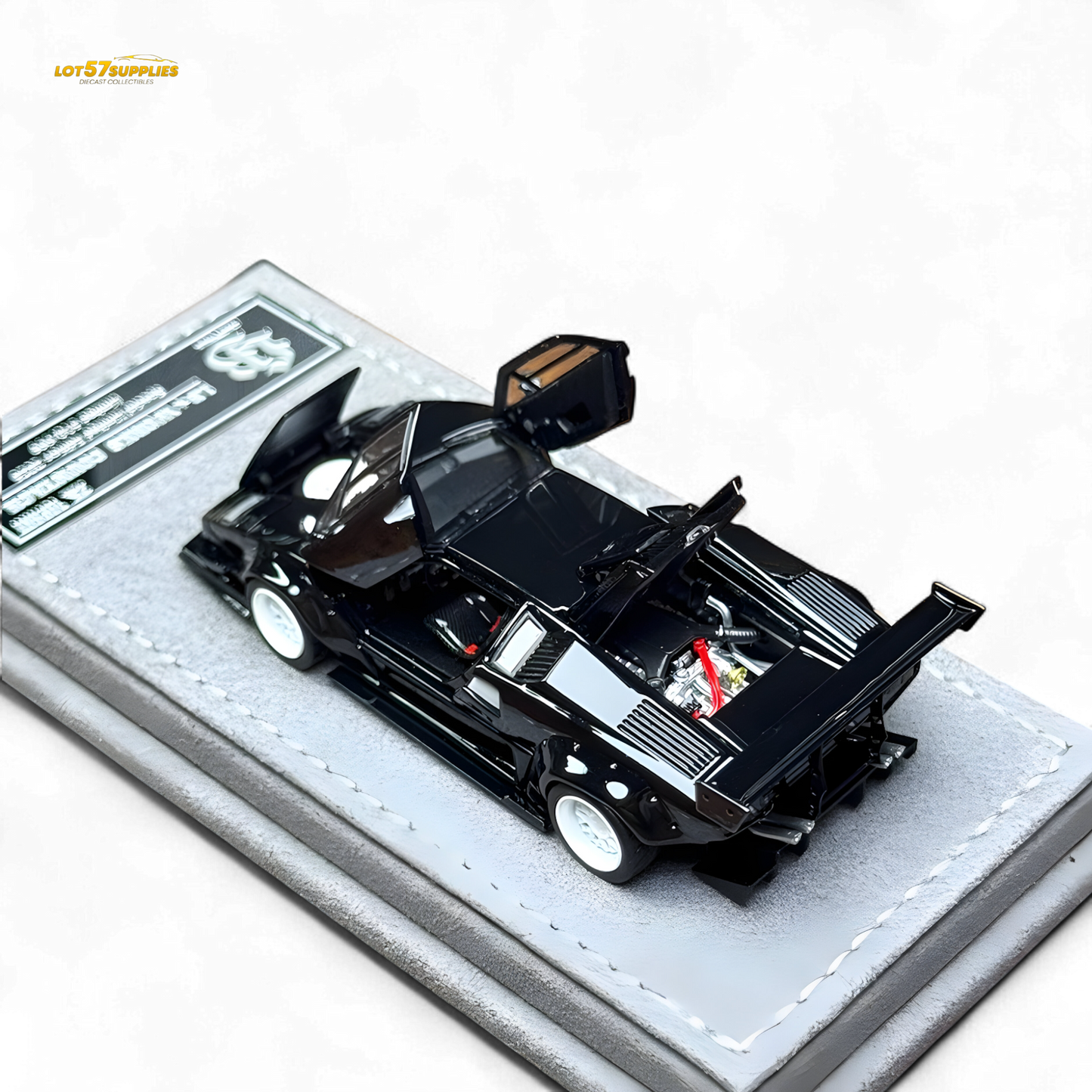 TPC Lamborghini Countach LBWK Black White Wheels Malaysia Exclusive Openable - 1:64