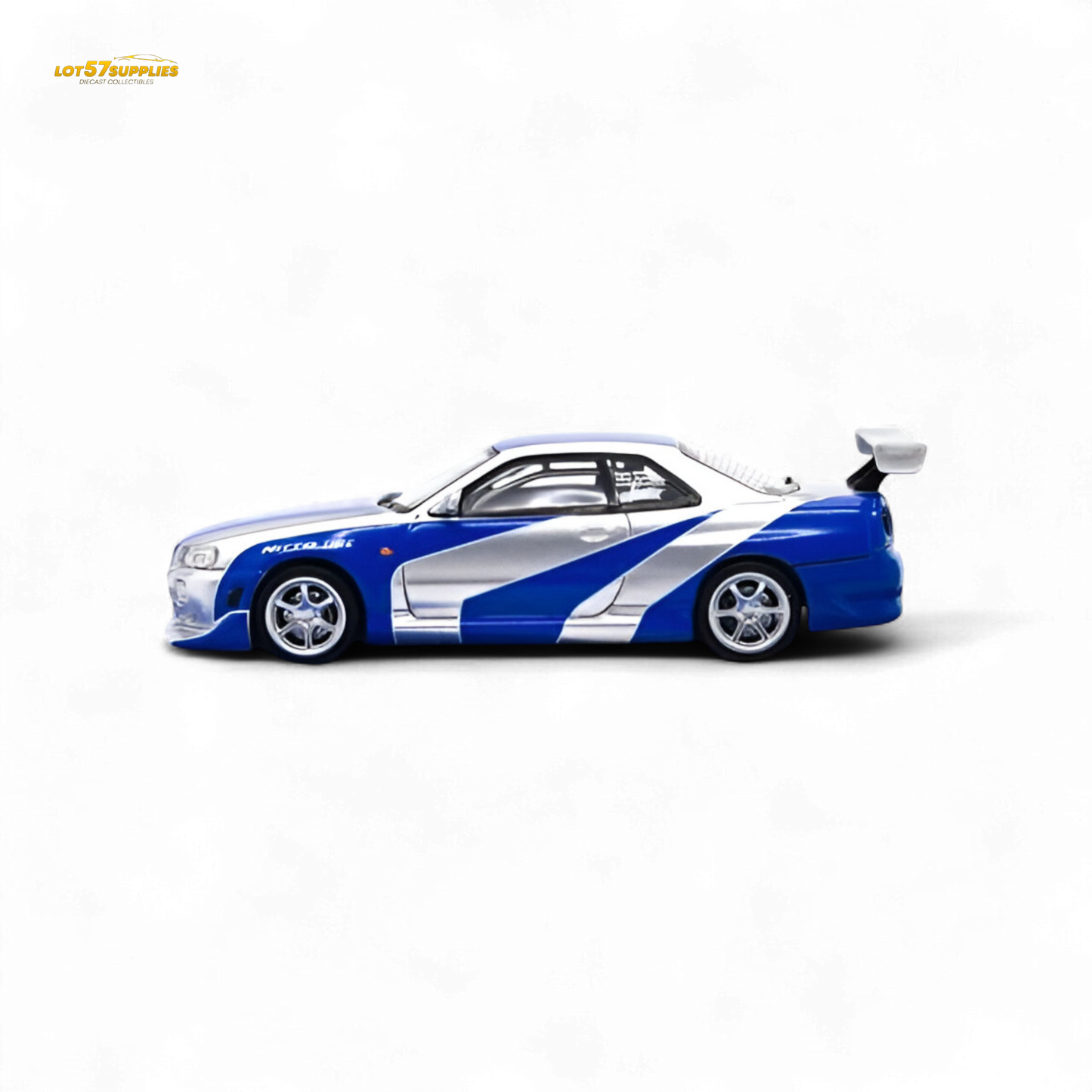 TimeMicro SKYLINE GT-R R34 - Blue Silver Ordinary 1:64