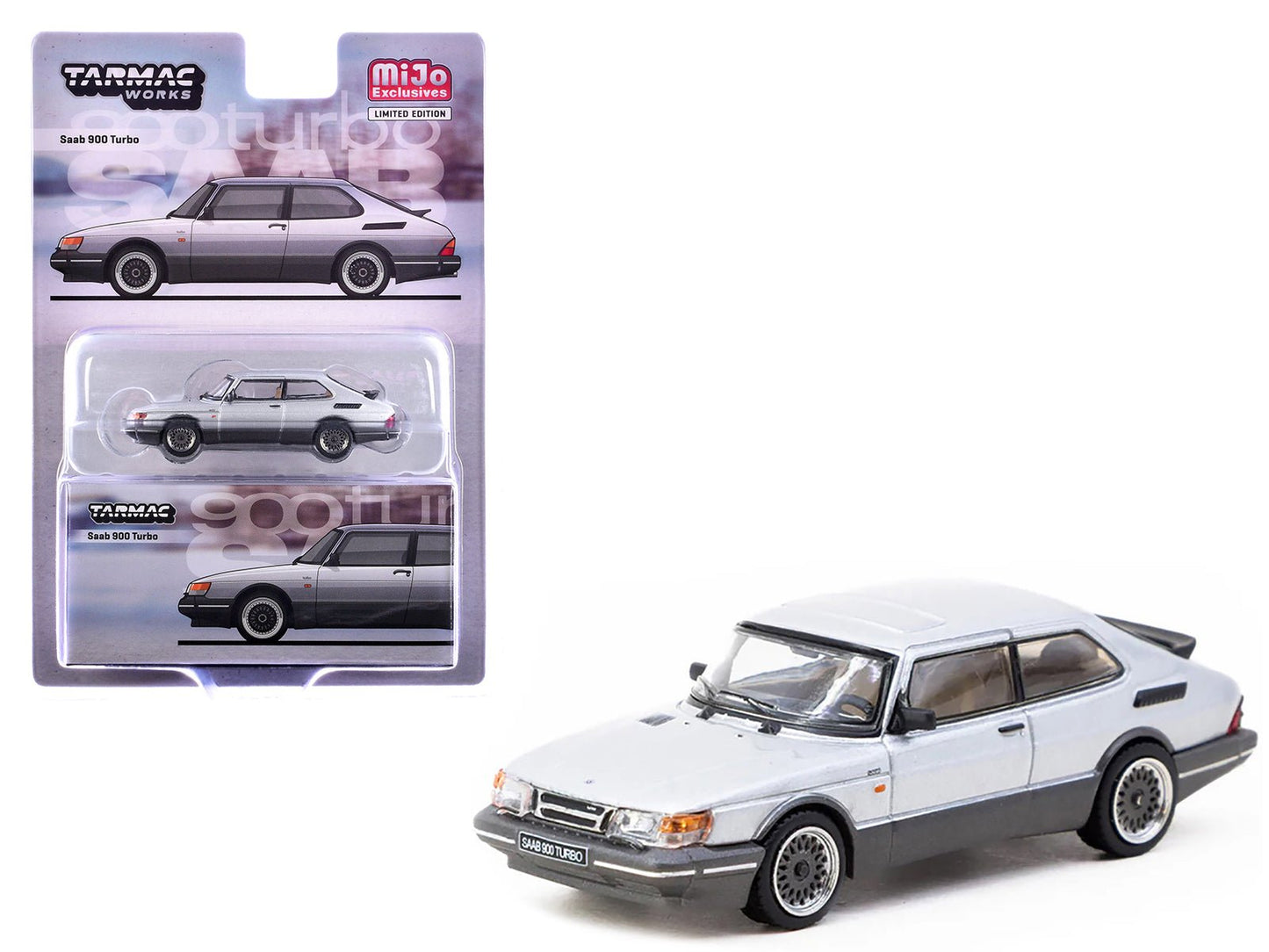 Saab 900 Turbo Silver Metallic "Global64" Series 1/64 Diecast Model by Tarmac Works free shipping USA