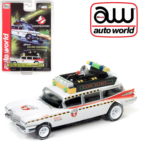 Auto world Ghostbusters Ecto 1A 1959 Cadillac Ambulance HO Slot Car AFX SC330