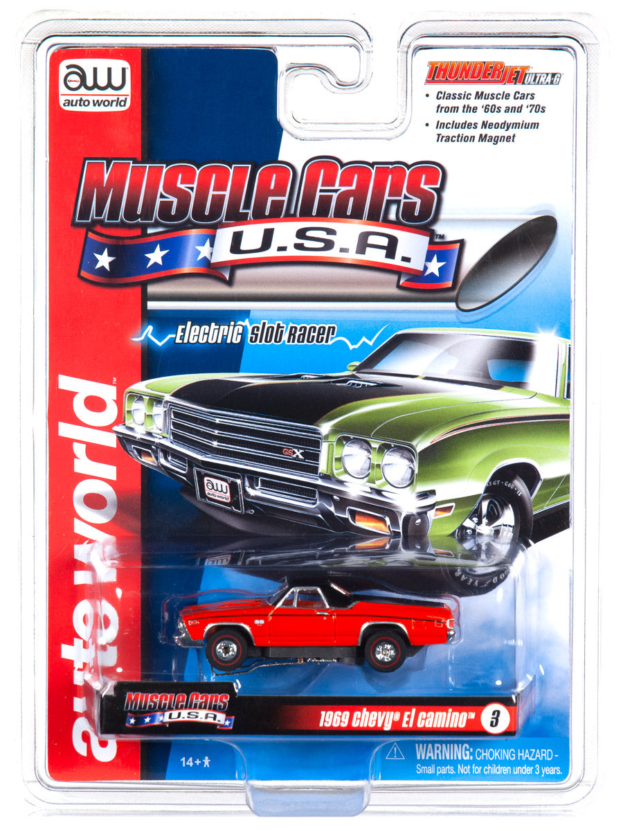 Auto World 1969 Chevy El Camino Red Thunderjet HO Slot Car SC349 fits AFX