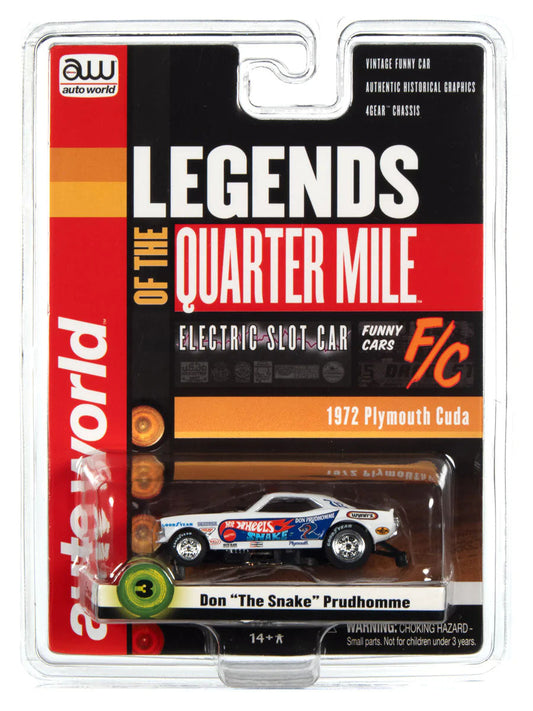 Auto World 4Gear Hot Wheels Don The Snake Prudhomme Plymouth Cuda Funny HO Slot Car