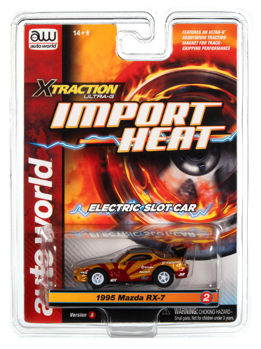 Auto World 1995 Mazda RX7 Gold Xtraction Import Heat for AFX HO Scale Slot Car SC378