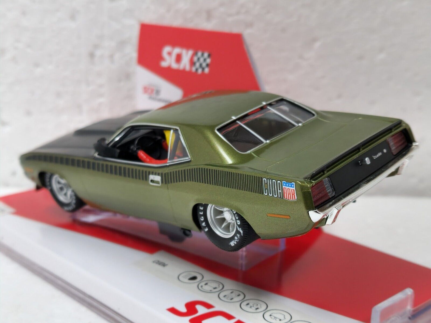 SCX Plymouth Cuda Trans Am Green 1970 Limited Edition for Scalextric Slot Car 1/32