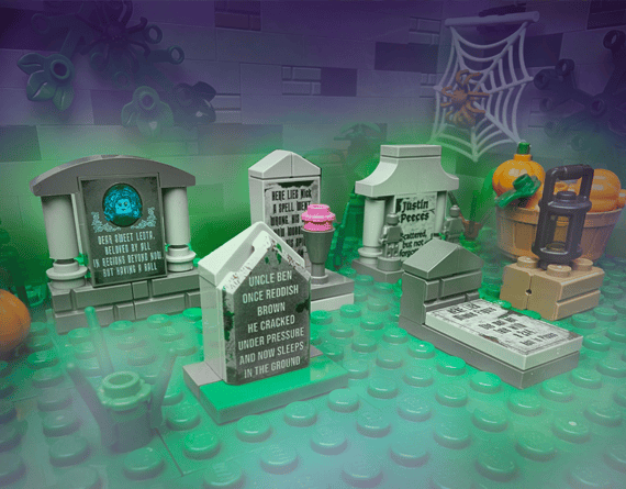 "Justin Peeces" Tombstone - Halloween Gravestone MOC - Custom Printed - Made Using LEGO® Parts
