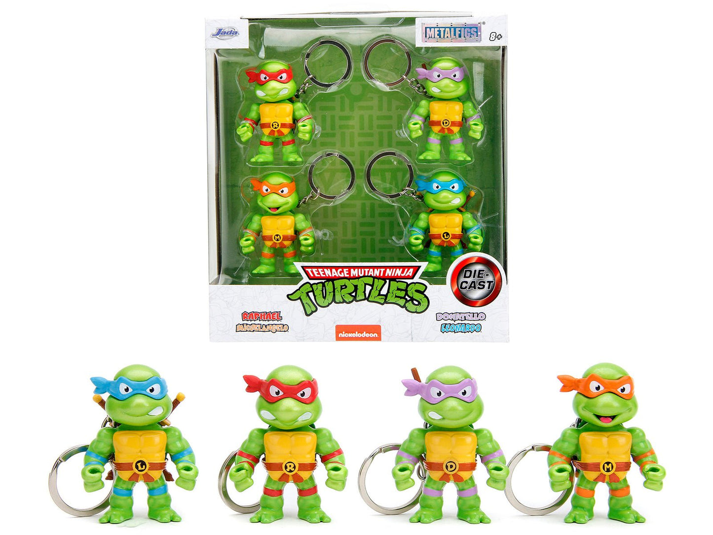 Set of 4 Diecast Figure Key Chains "Teenage Mutant Ninja Turtles" TV Series "Metalfigs" Series Diecast Models by Jada free shipping USA