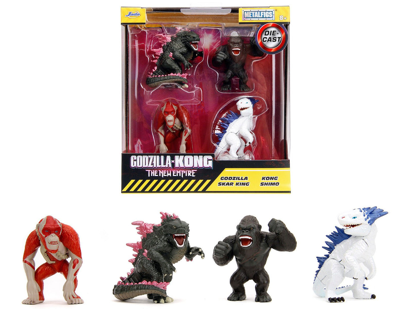 Set of 4 Diecast Figures "Godzilla x Kong: The New Empire" (2024) Movie "Metalfigs" Series Diecast Models by Jada free shipping USA