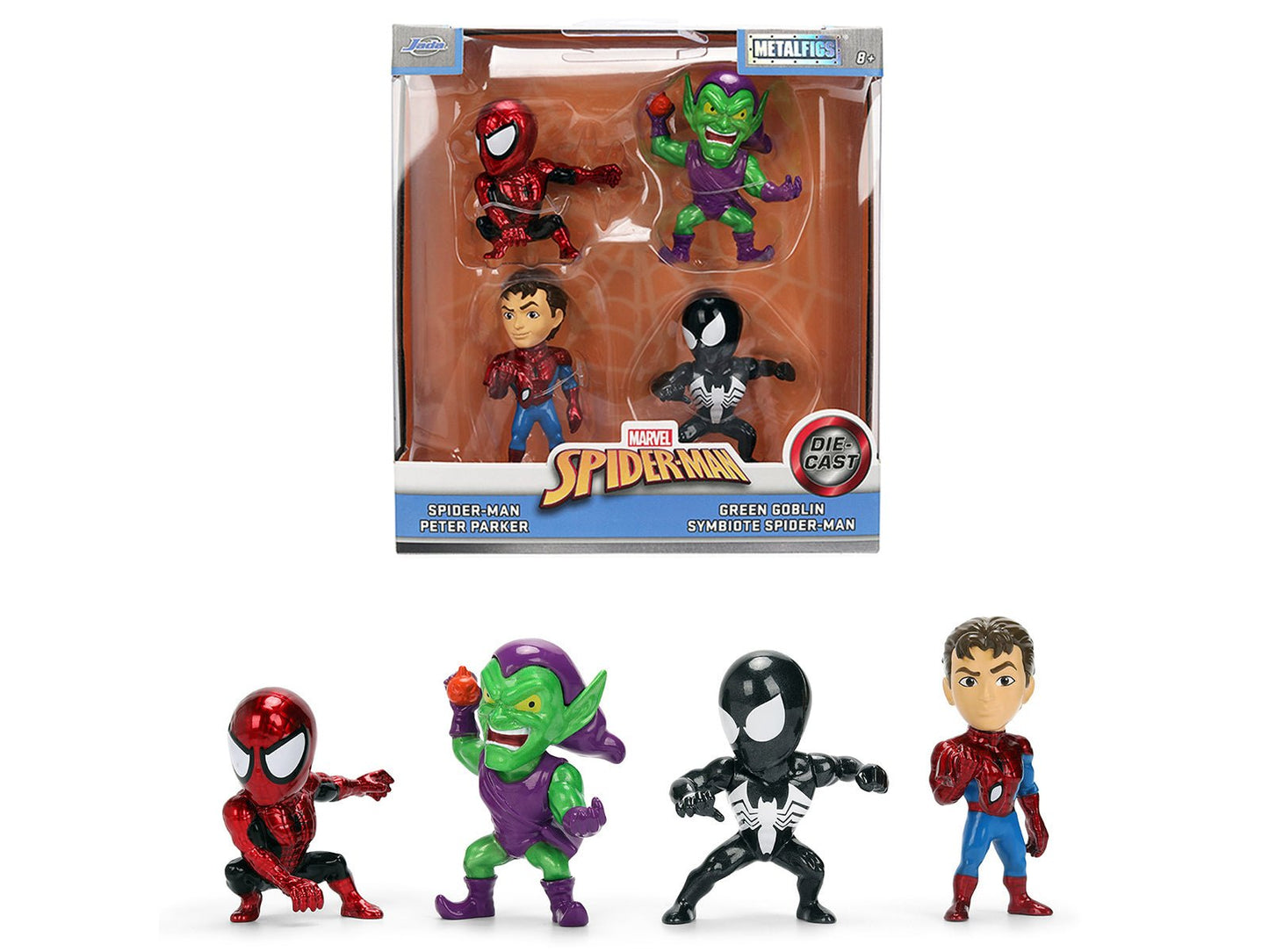 Set of 4 Diecast Figures "Spider-Man" Wave 3 "Metalfigs" Series Diecast Models by Jada free shipping USA