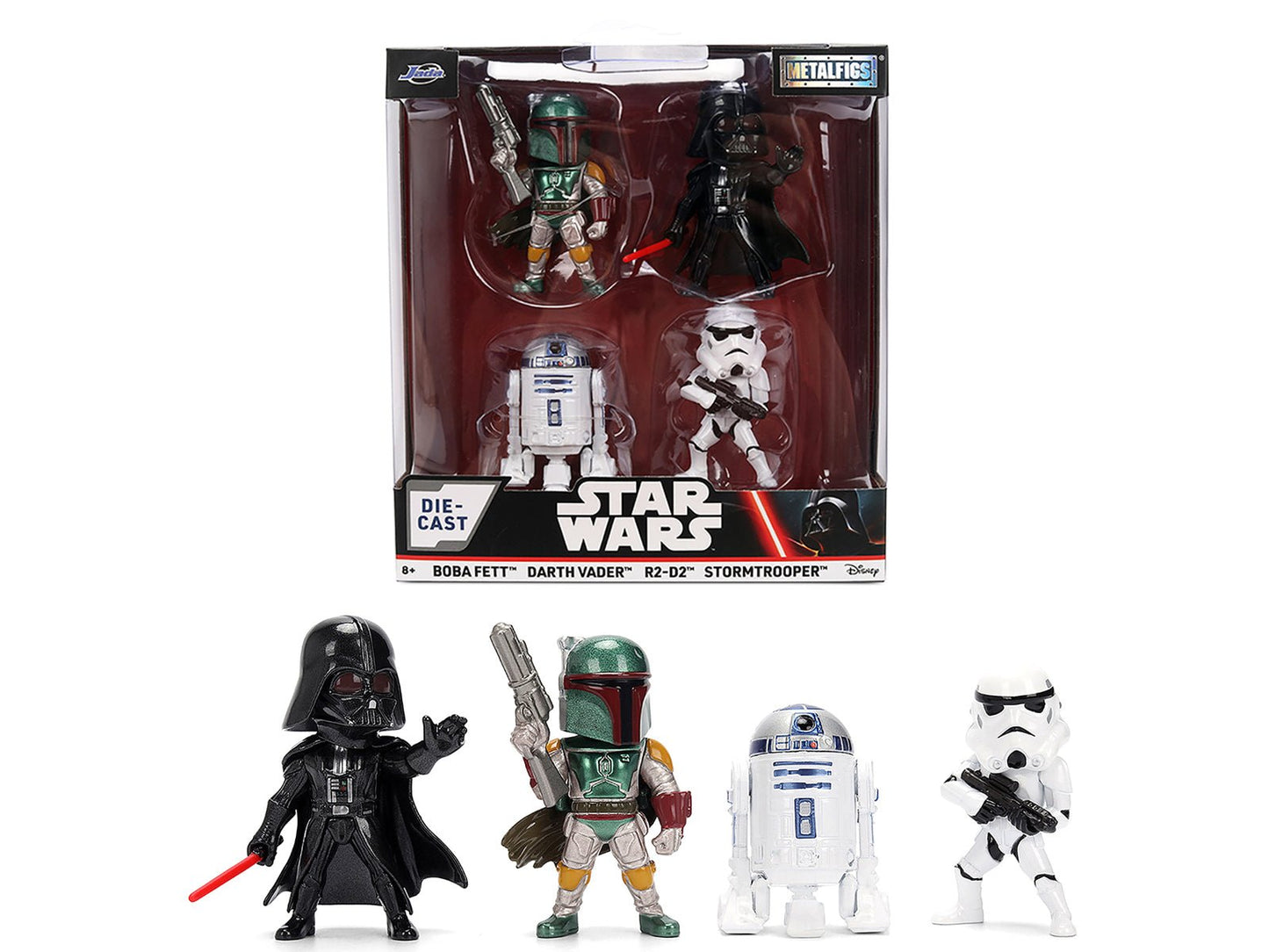 Set of 4 Diecast Figures "Star Wars" Movie Franchise "Metalfigs" Series Diecast Models by Jada free shipping USA