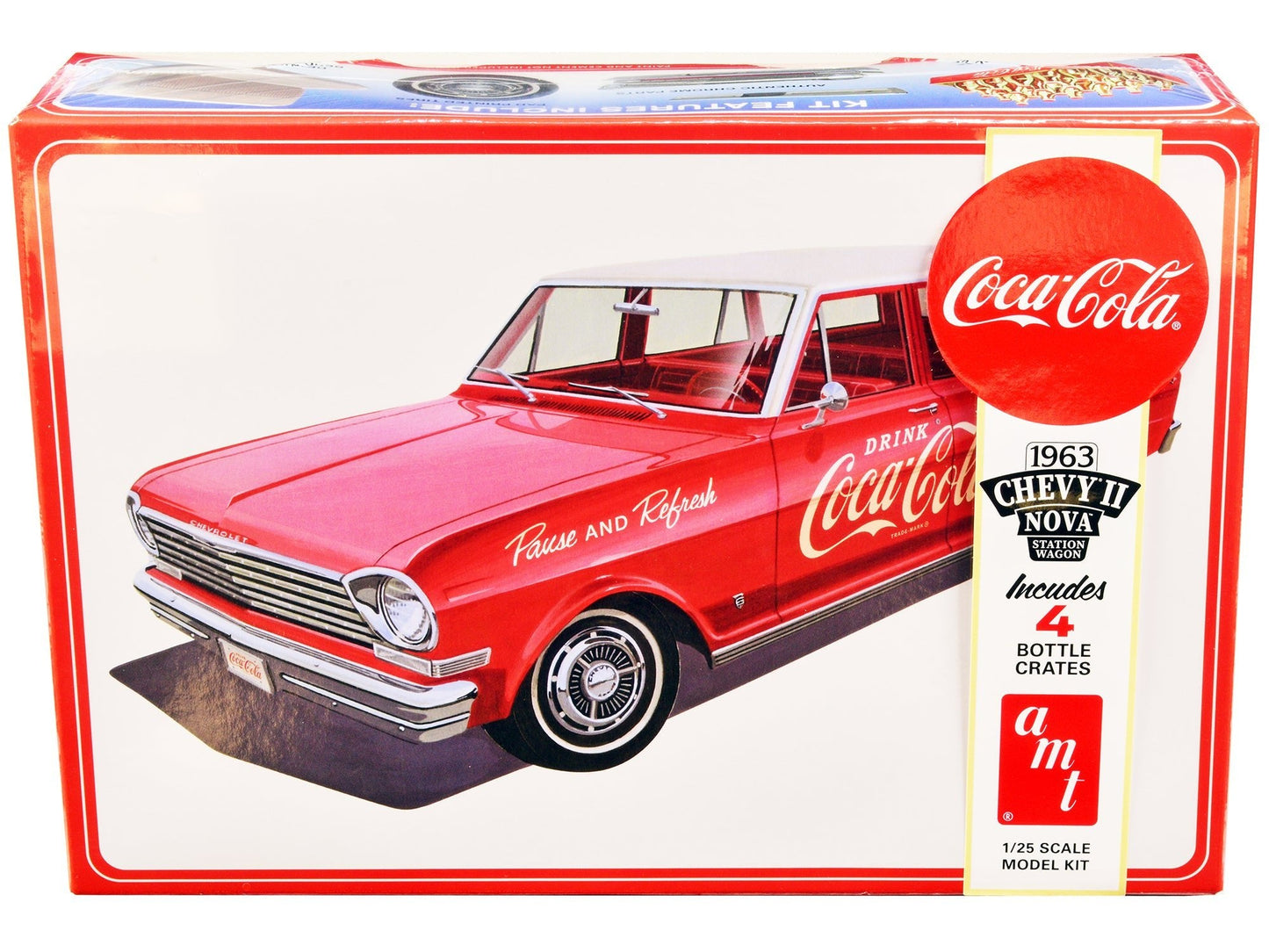 Skill 3 Model Kit 1963 Chevrolet II Nova Wagon "Coca-Cola" 1/25 Scale Model by AMT free shipping USA