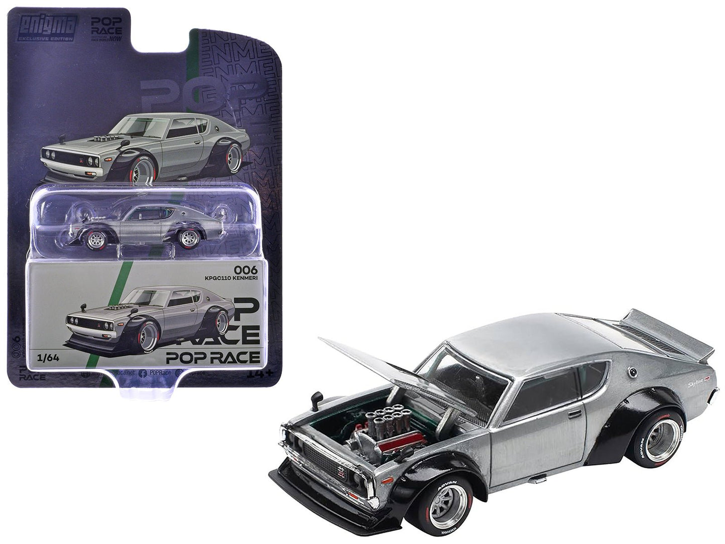 Skyline KPGC110 "Kenmeri" RHD (Right Hand Drive) Raw Metal "Enigma Exclusive Edition" 1/64 Diecast Model Car by Pop Race free shipping USA