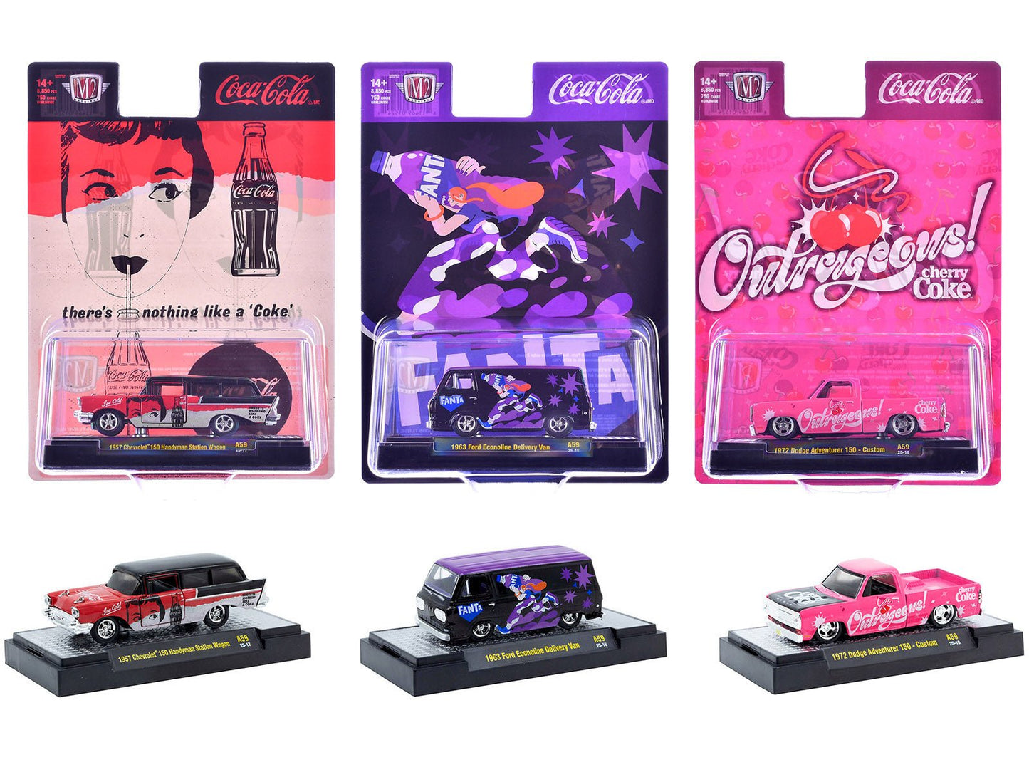 "Sodas" Set of 3 pieces Release 59 Limited Edition to 9600 pieces Worldwide 1/64 Diecast Model Cars by M2 Machines free shipping USA