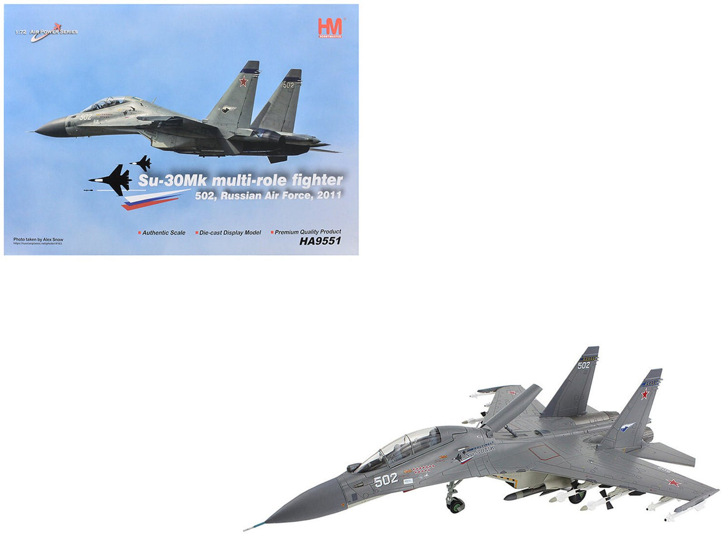 Sukhoi Su-30Mk Flanker Fighter Aircraft "502" (2011) Russian Air Force "Air Power Series" 1/72 Diecast Model by Hobby Master free shipping USA