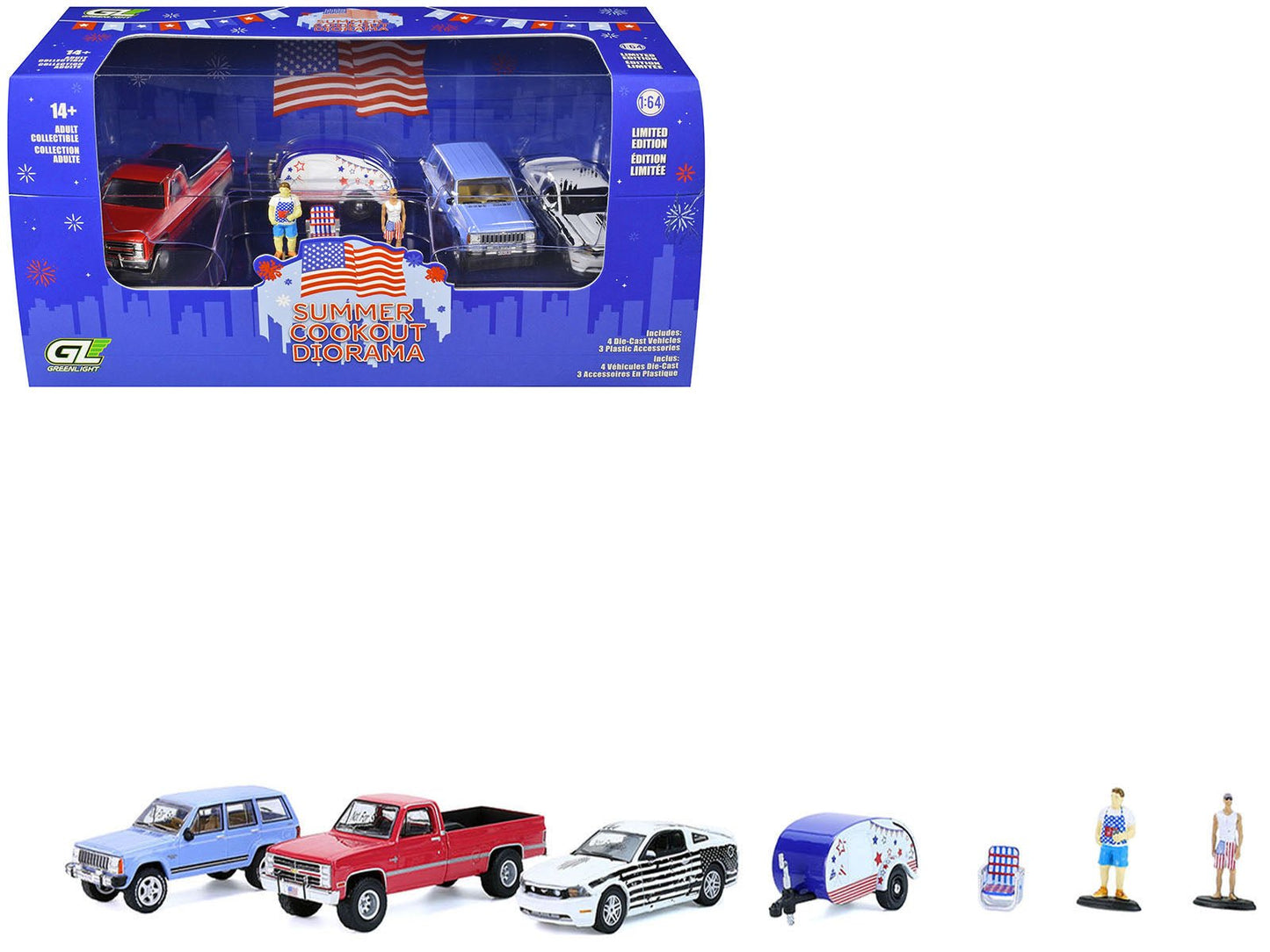 "Summer Cookout Diorama" Set of 7 pieces 1/64 Diecast Model Cars by Greenlight free shipping USA