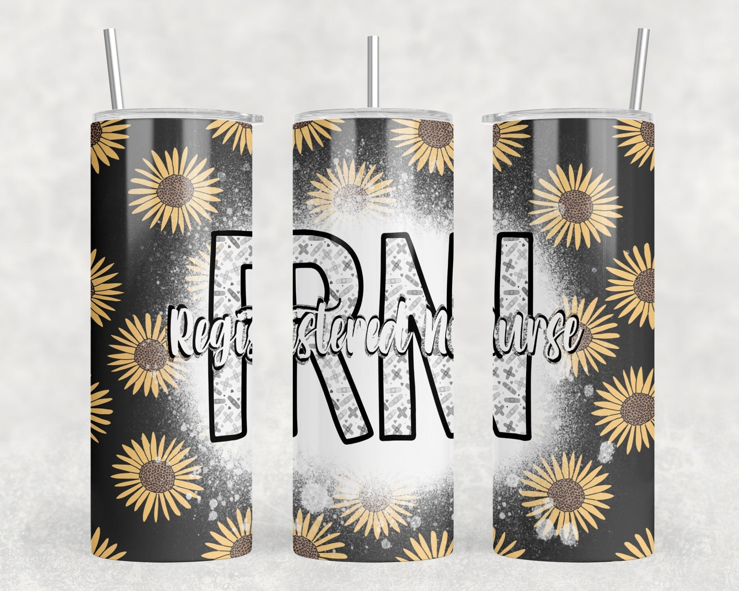 Sunflower Registered Nurse - 20 oz Steel Skinny Tumbler - Optional Blue Tooth Speaker - Speaker Color will Vary by Rowdy Ridge Co