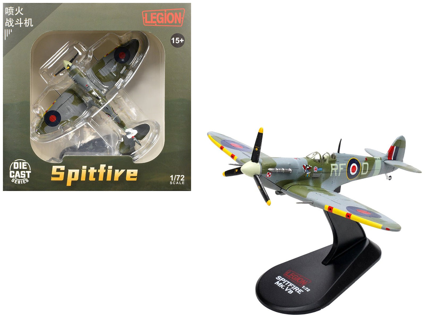 Supermarine Spitfire Mk Vb Fighter Aircraft "EN951 Ace Jan Zumbach No. 303 Polish Kosciuszko Squadron" (1943) Royal Air Force 1/72 Diecast Model by Legion free shipping USA