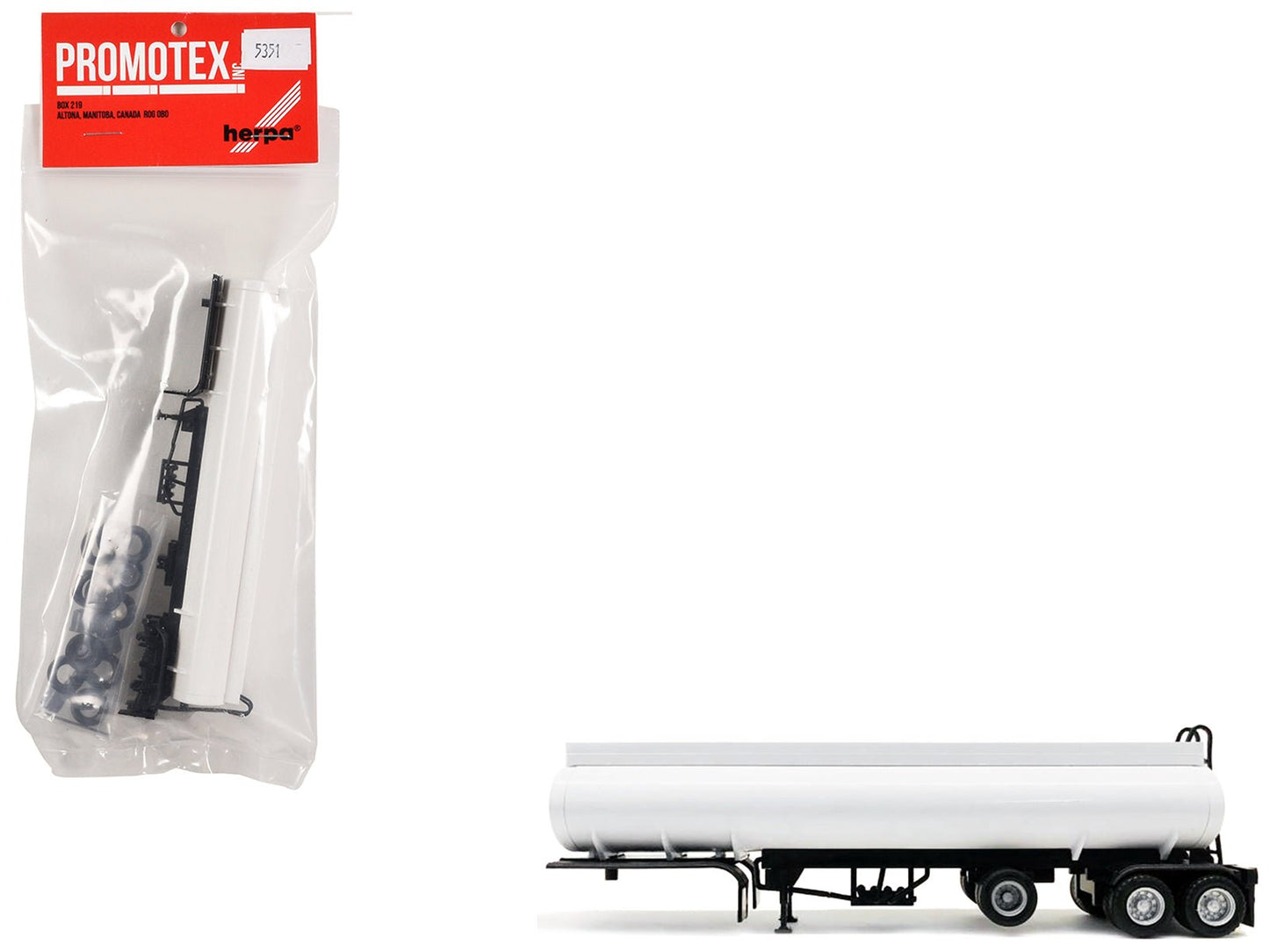 Tag-Axle Elliptical Tanker Trailer White 1/87 (HO) Plastic Model by Promotex free shipping USA