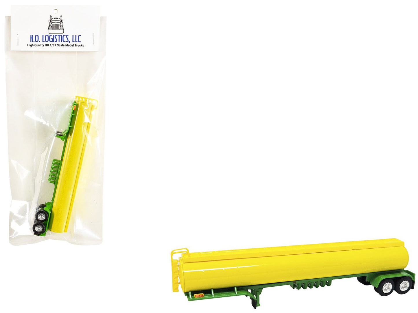 Tanker Trailer Yellow and Green 1/87 (HO) Scale Plastic Model by HO Logistics free shipping USA