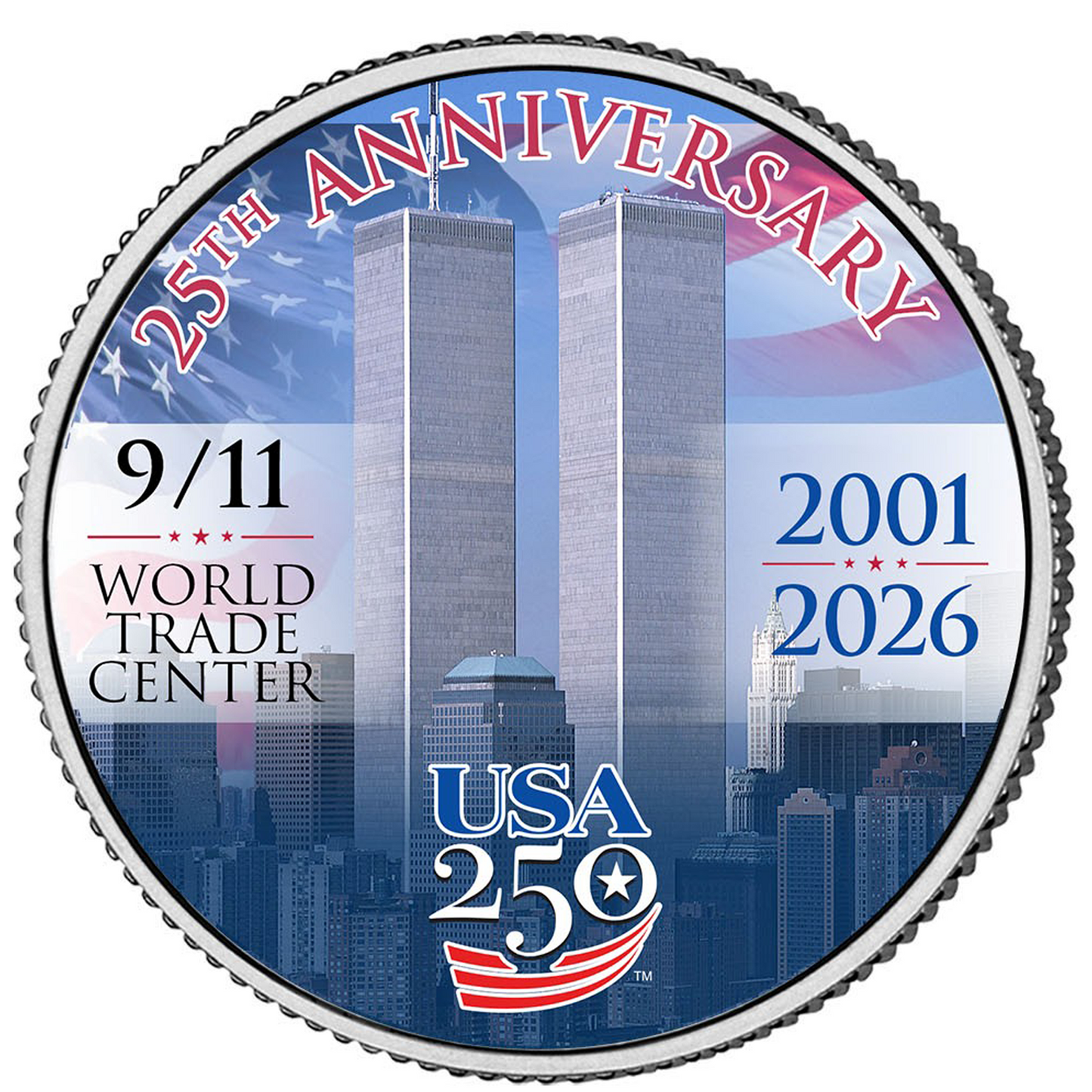 9/11 25th + America's 250th Anniversary Commemorative JFK Half Dollar