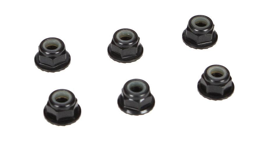 Losi 4mm Aluminum Serrated Lock Nut Set (6) Black 22 / 4.0 22T 22SCT 22X-4