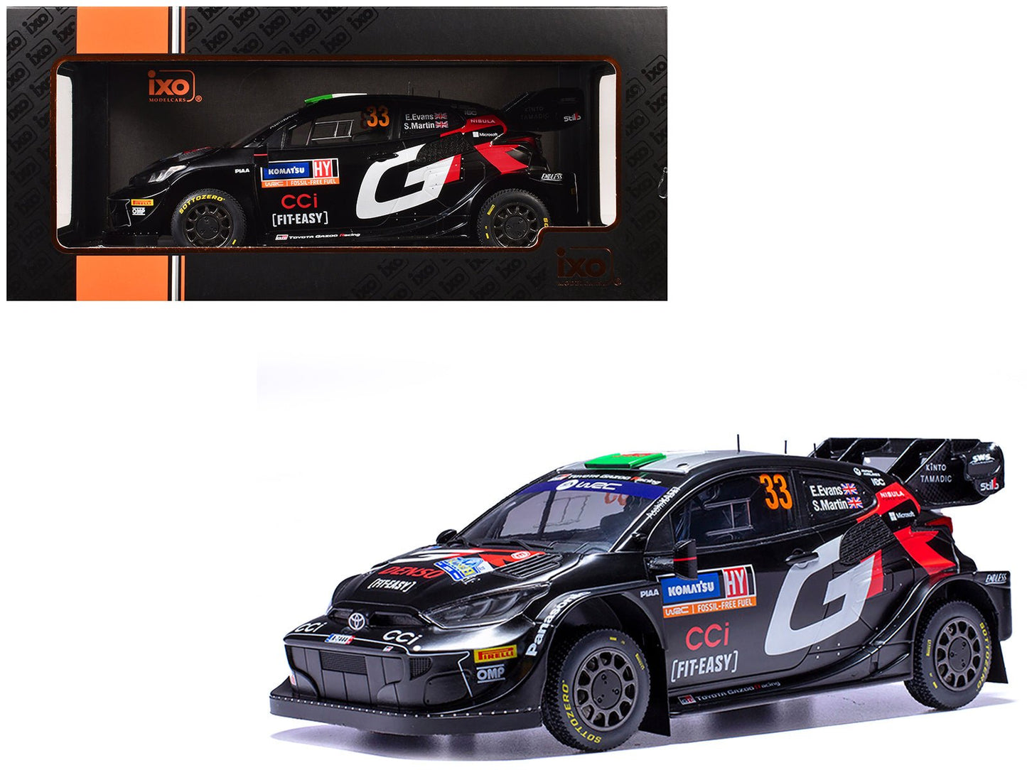 Toyota GR Yaris Rally1 Hybrid #33 Elfyn Evans - Scott Martin 2nd Place "Rally Sweden" (2024) 1/18 Diecast Model Car by IXO Models free shipping USA