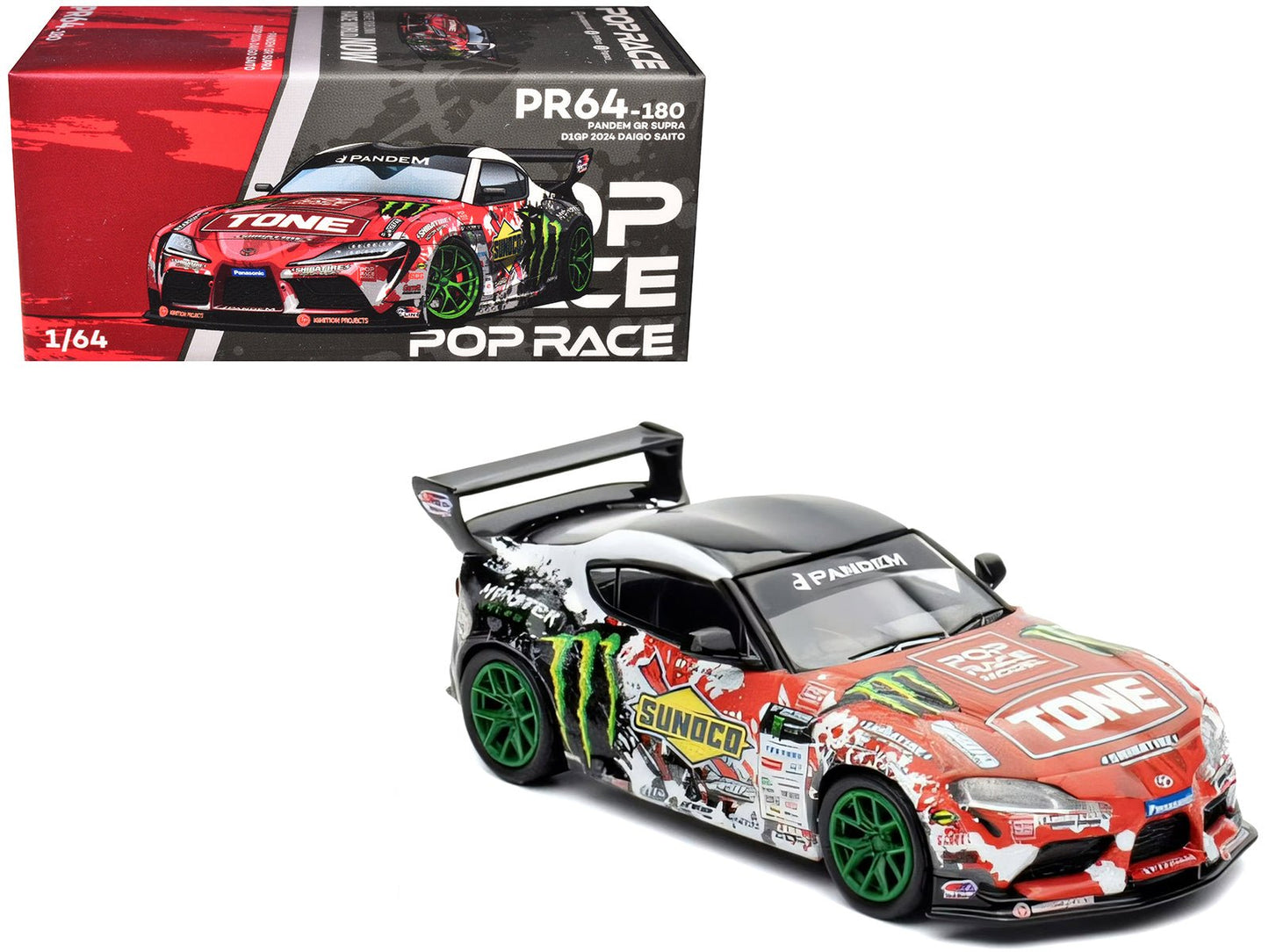 Toyota Pandem GR Supra RHD (Right Hand Drive) Daigo Saito "D1 Grand Prix" (2024) 1/64 Diecast Model Car by Pop Race free shipping USA