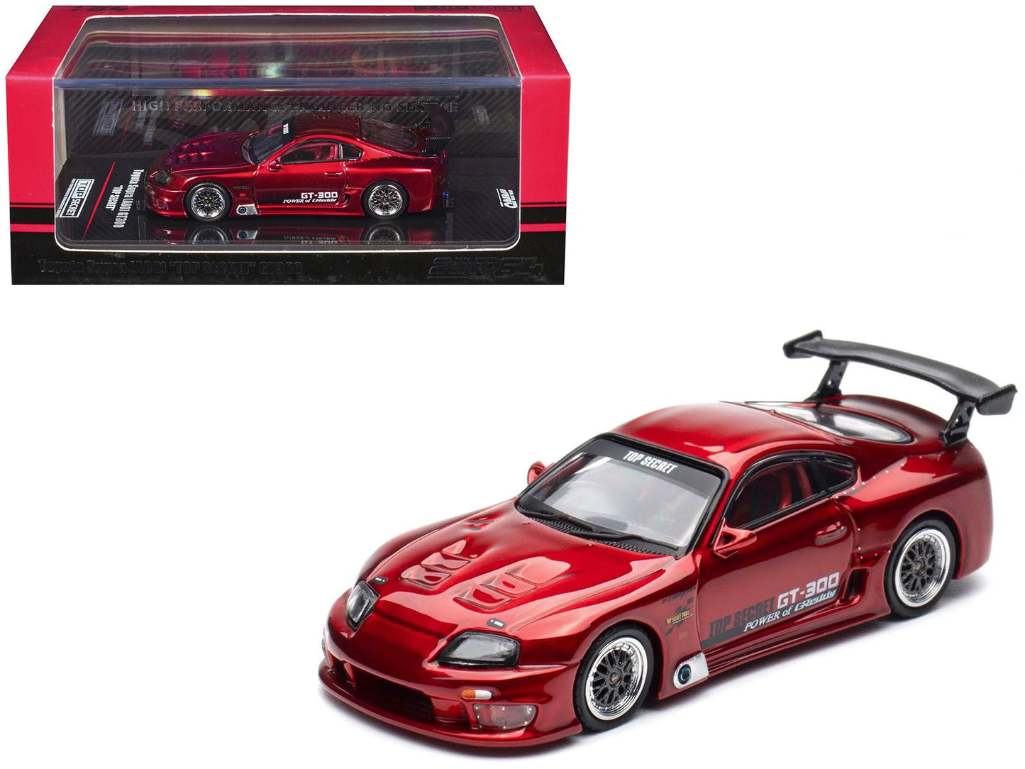 Toyota Supra (A80) "Top Secret" GT300 RHD (Right Hand Drive) Red Metallic 1/64 Diecast Model Car by Inno Models free shipping USA