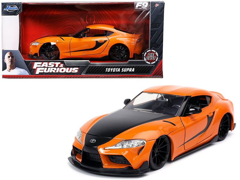 Toyota Supra Orange with Black Stripes "Fast & Furious 9 F9" (2021) Movie 1/24 Diecast Model Car by Jada free shipping USA