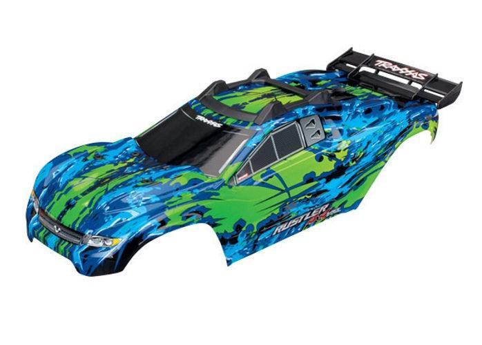 Traxxas 6717G Body Painted Rustler 4X4 Green /Window Grill Lights Decal Sheet
