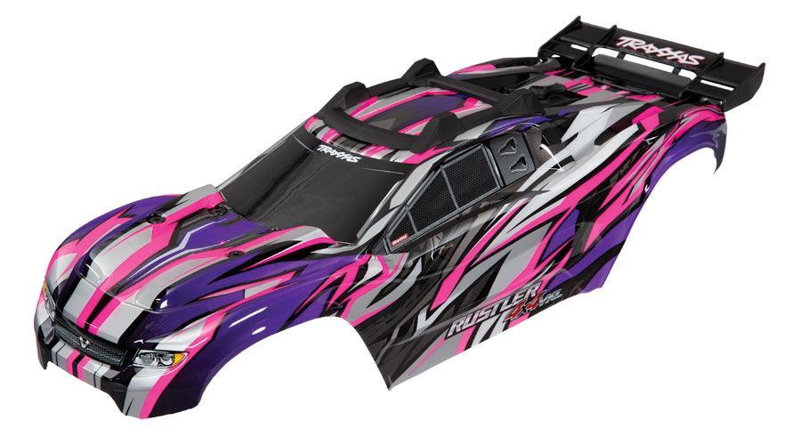 Traxxas 6717P Painted Body Rustler 4X4 Pink /Window Grille For Clipless Mounting