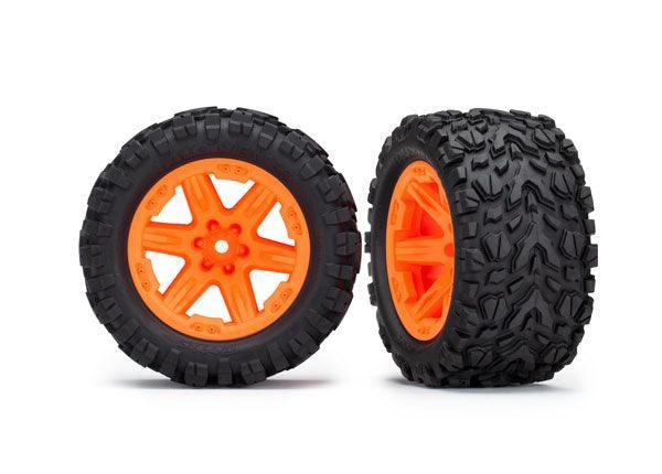 Traxxas 6773A Mounted Tires Talon Extreme / Wheels 2.8" (2) Rustler 4X4 Orange