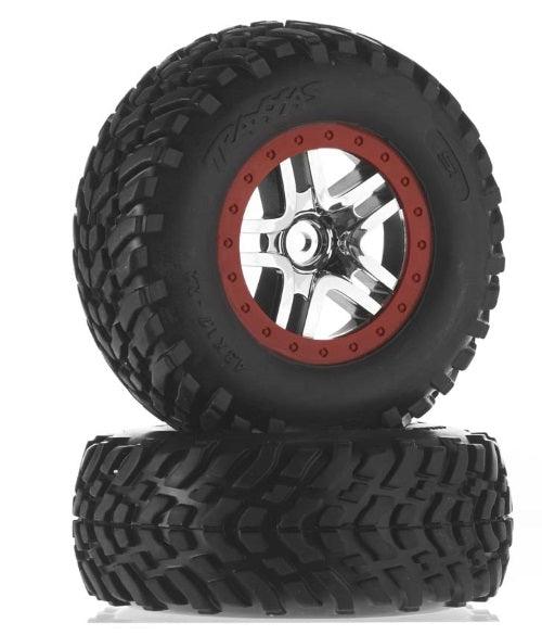 Traxxas 6891R Tires/Wheels Assembled Glued S1 Compound SCT Split