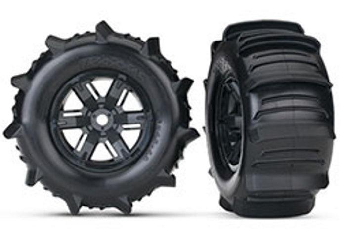 Traxxas 7773 X-Maxx Mounted Paddle Tires / Wheels (2) Black